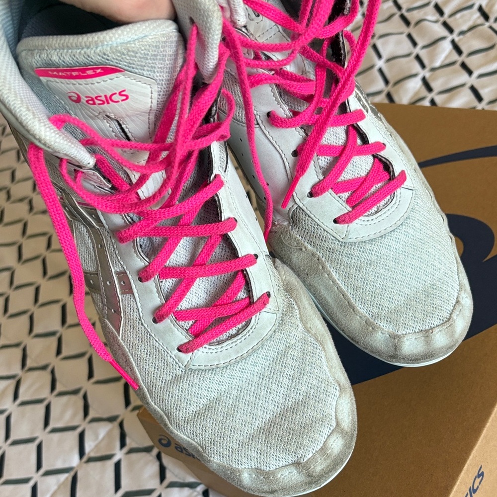 ASICS matflex 7 wrestling shoes cool grey/silver/pink - Picture 7 of 7